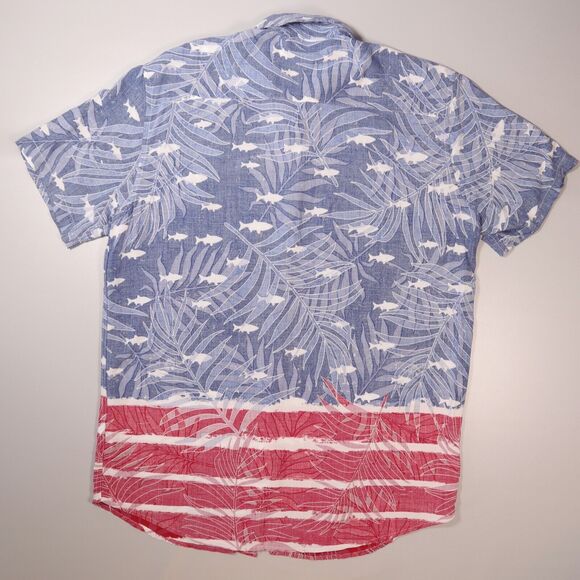 The Endless Summer Mens Large L Shark Flag Hawaiian Allover Print Rayon Shirt - Picture 7 of 7